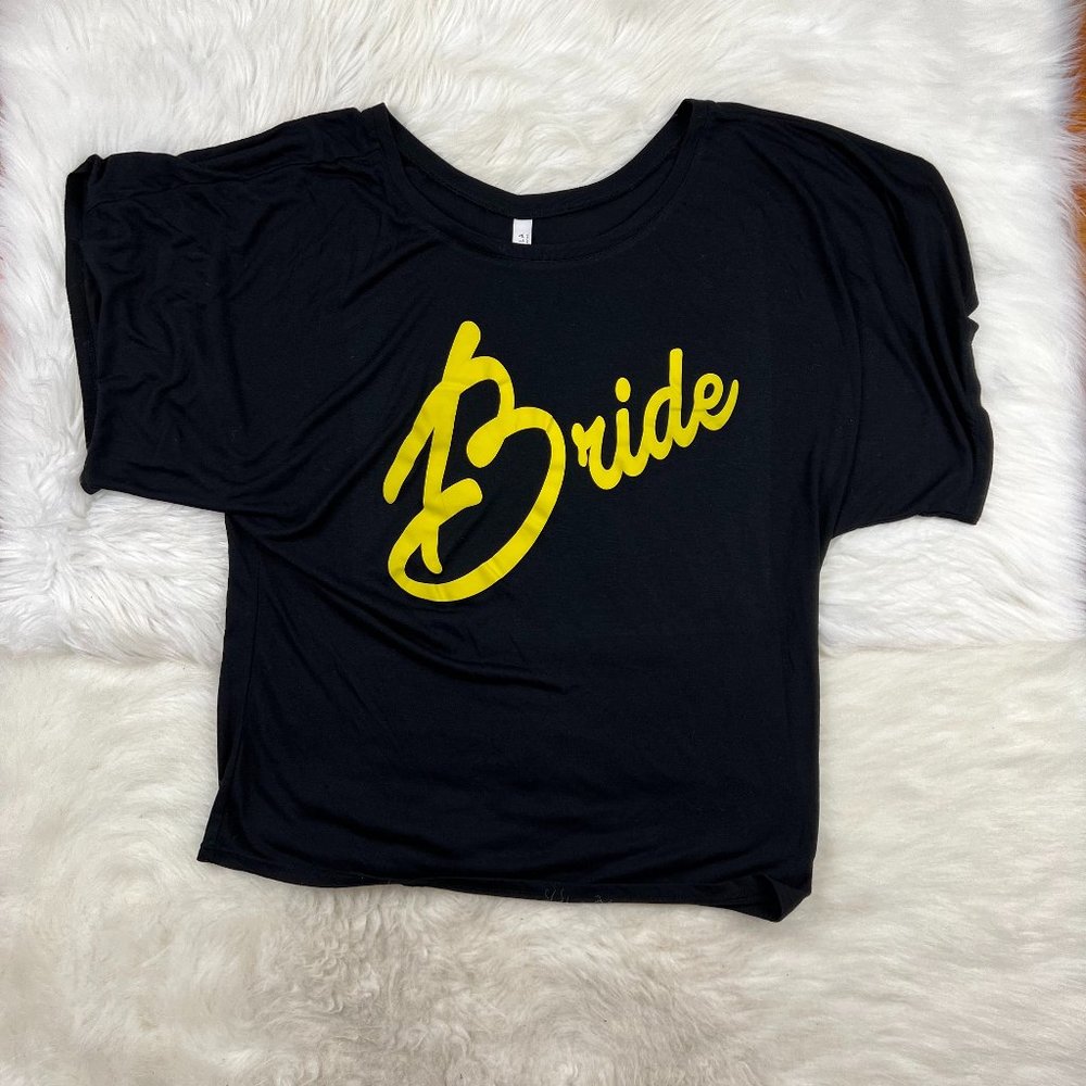 Bella + Canvas Black Scoop Neck Short Sleeve Bride Wedding Shirt Women's 2XL